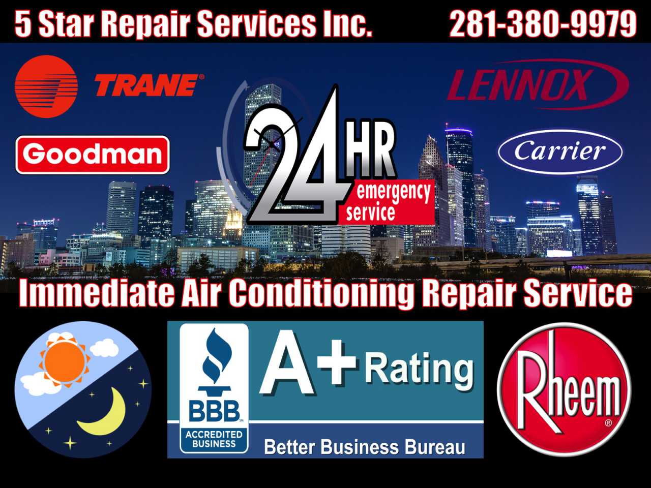 24 Hour Emergency AC HVAC Repair Service Deer Park 77536